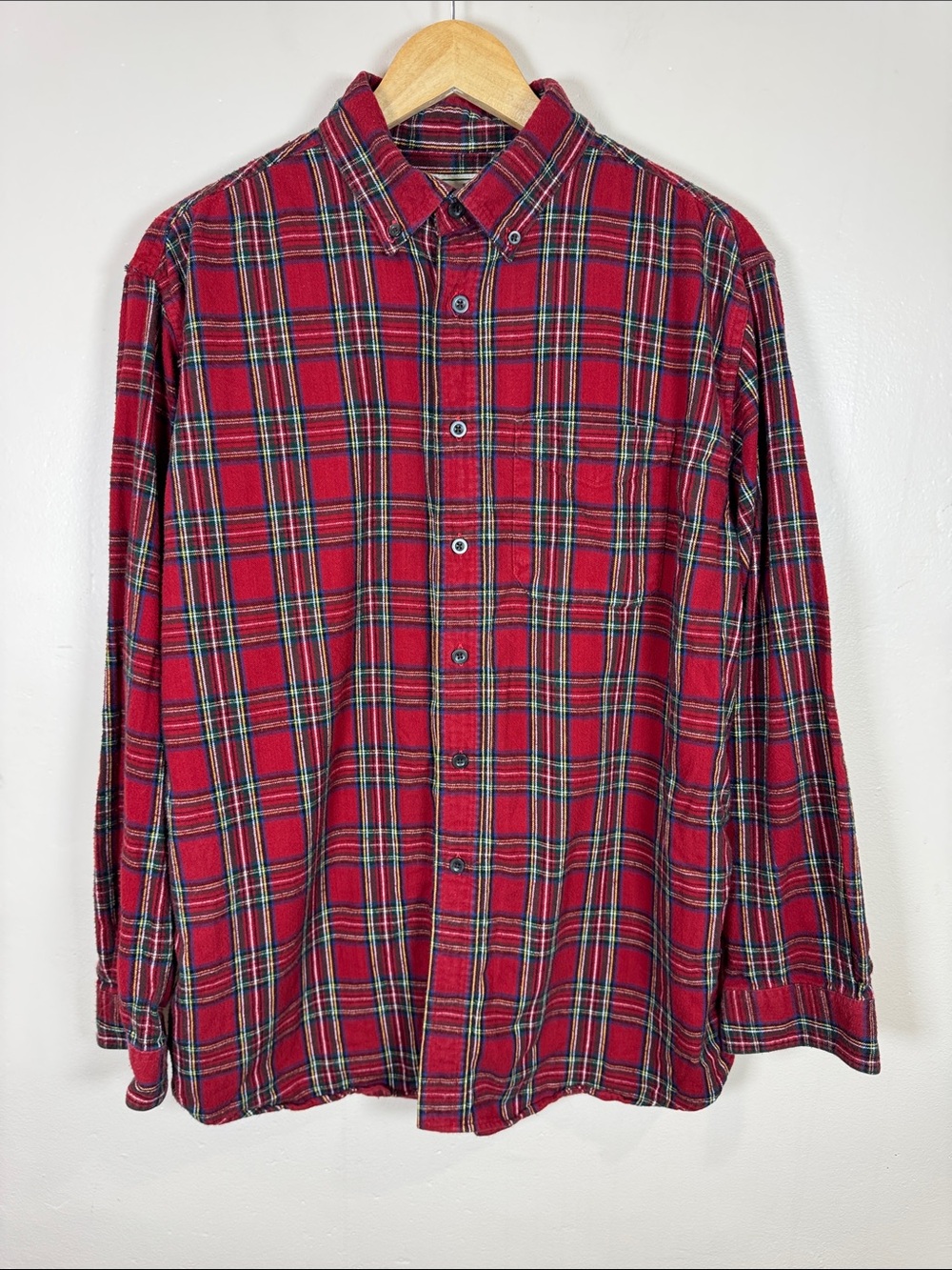 VTG L.L. Bean Women's Red Plaid Button-Down Shirt Flannel Classic L Outdoor